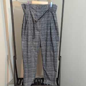 F&F| Gray Plaid Women's Pants With Matching Belt